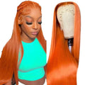 Straight hair wig full head set in Europe and the United States new fashion orange high temperature